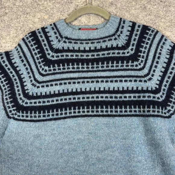 Merino Knitwear Blue Fair Isle Wool Sweater Nordic Pattern Denmark Fisherman - Picture 11 of 15